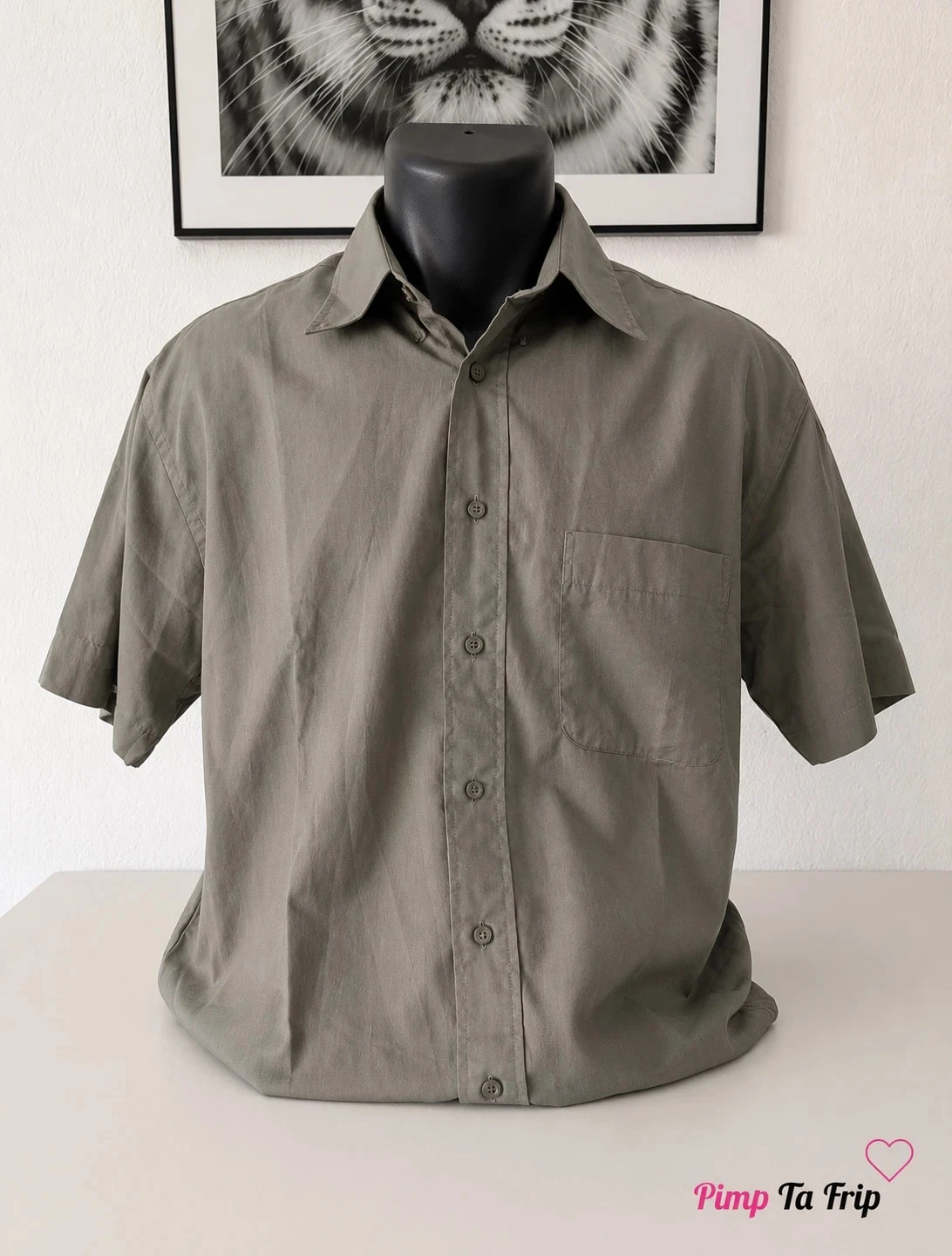 Chemise Manches Courtes Grise Fictif Collection – Confort & Casual Chic – Taille S (T/2)
